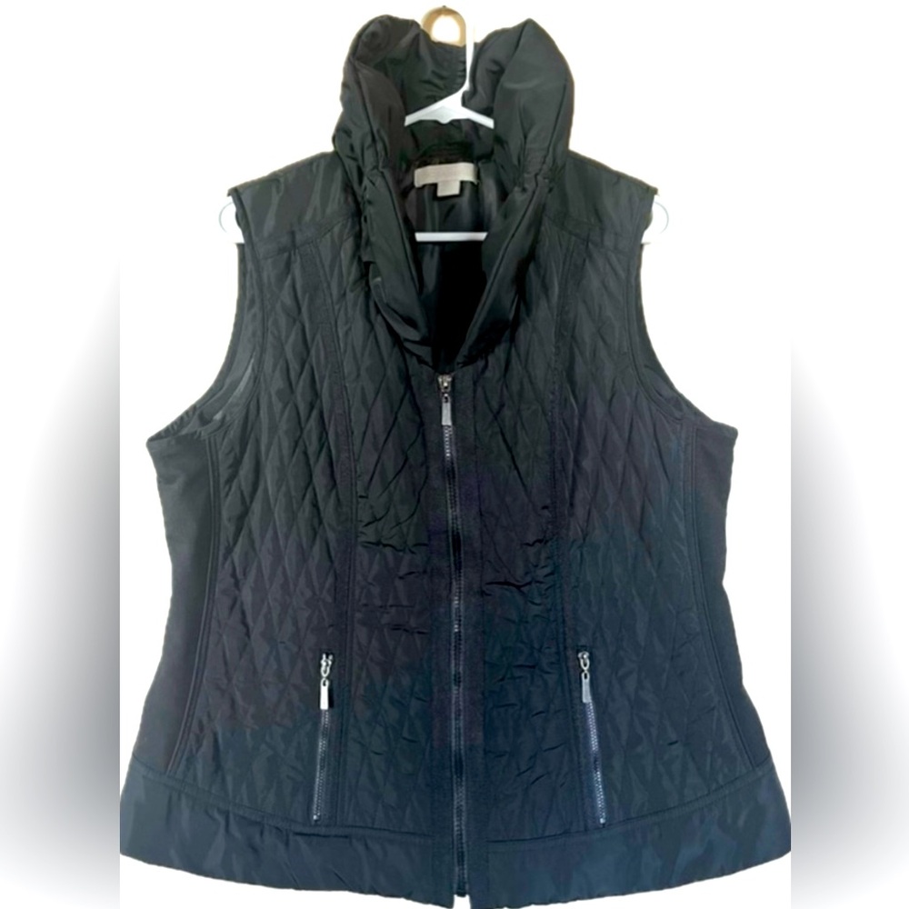 Laura Ashley Black Quilted Vest with high collar. Excellent condition. Size XLP